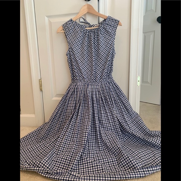 Merona Dresses & Skirts - XS Merona Navy Blue Gingham Knee Length Dress